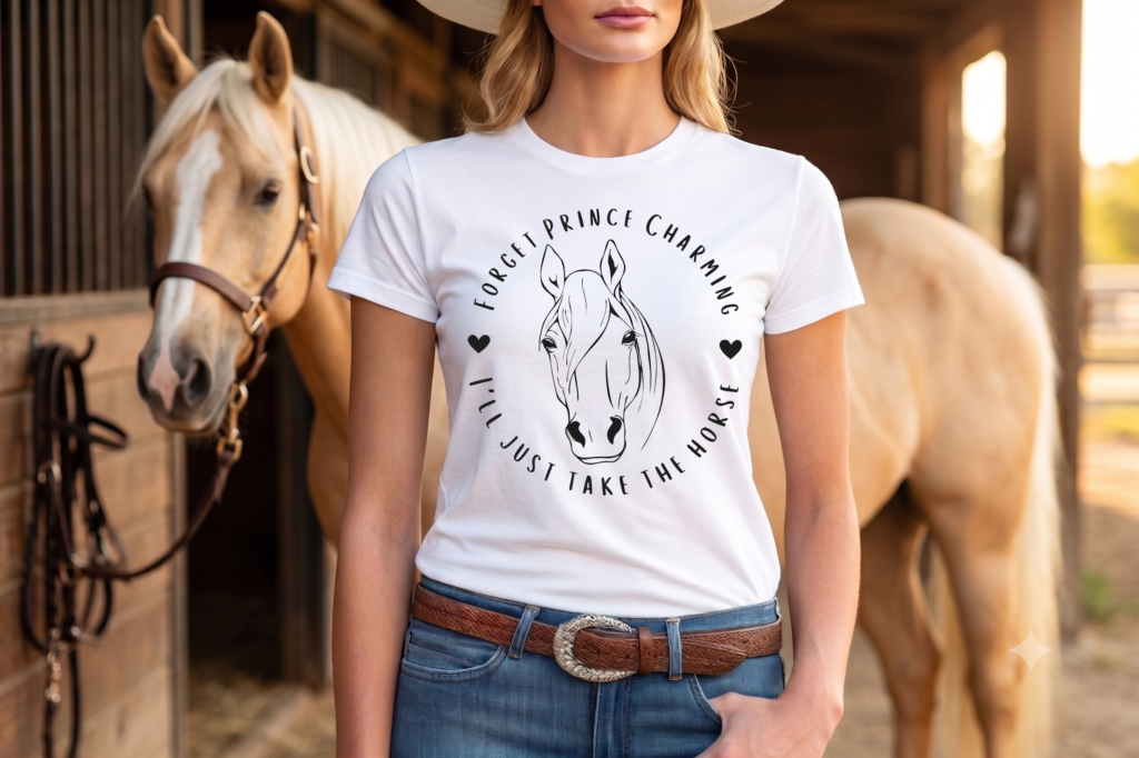 T-shirt "Forget Prince Charming – I'll just take the horse"