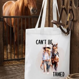 Tote bag Can't be tamed - cowgirl met paard - VocuZ Studio