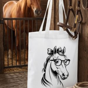 Tote bag paard met bril en strik - VocuZ Studio