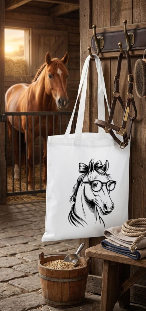 Tote bag paard met bril en strik - VocuZ Studio
