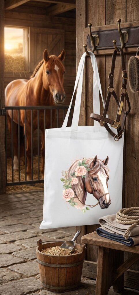 Tote bag paard met rozen - VocuZ Studio