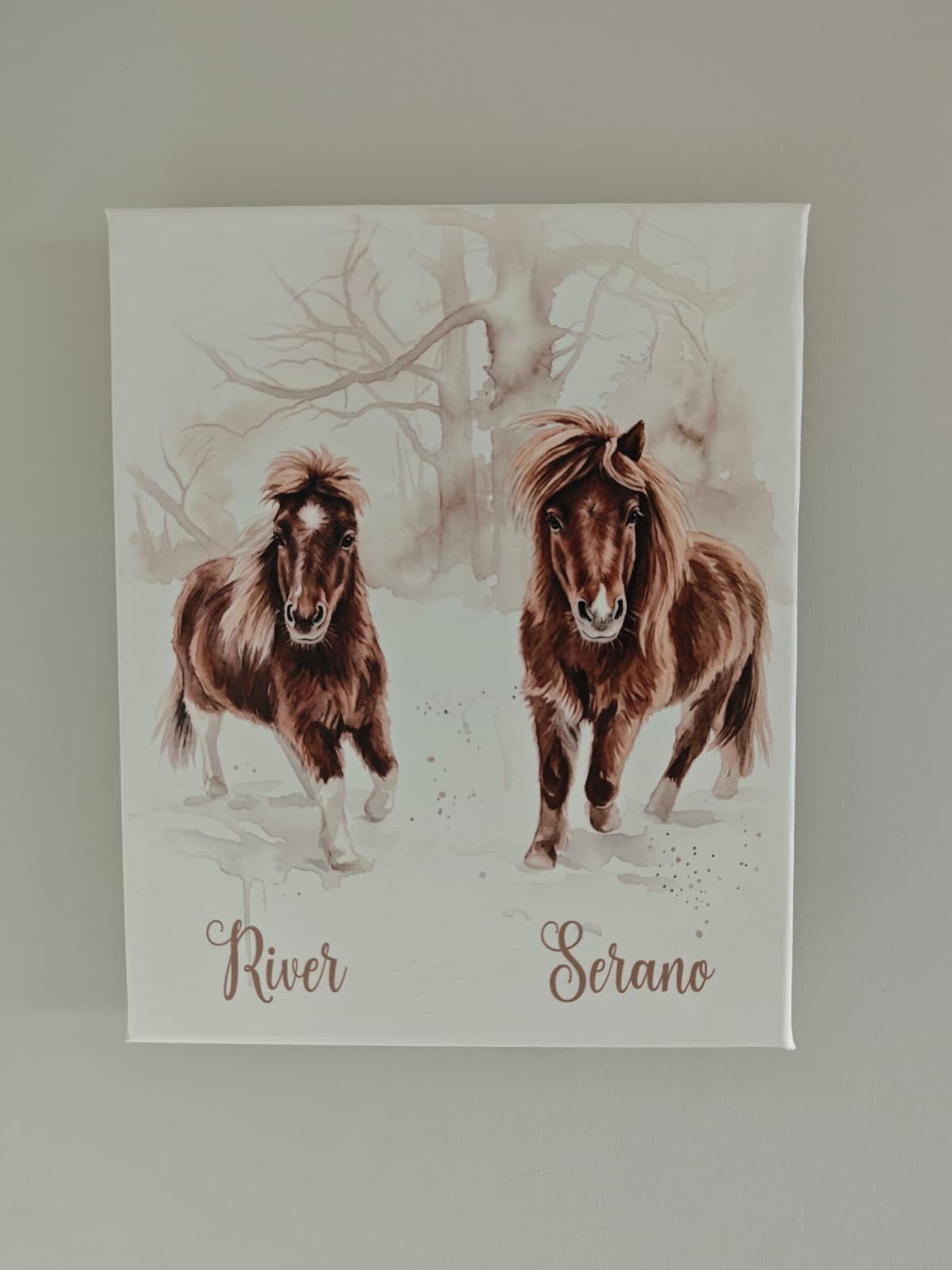 Watercolor paardencanvas aan de muur – VocuZ Studio